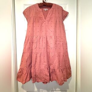 Roller Rabbit Acote Pamela 100%Cotton Short Sleeves Tiered Mini Dress size Small